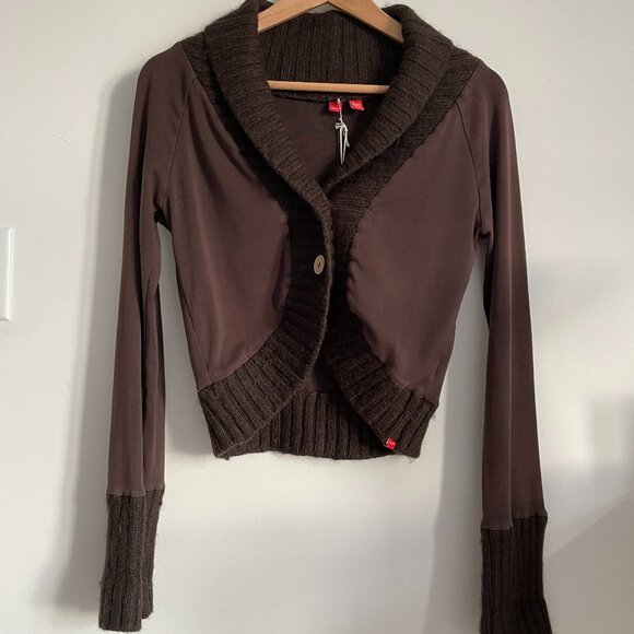 Vintage Esprit Cropped Knit Trim Cardigan - Picture 2 of 8